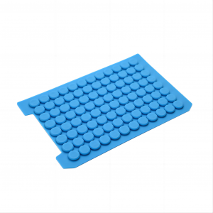 Blauwe PTFE-afdichtingsmat voor microplaat met 96 ronde putjes