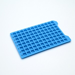Blauwe PTFE-afdichtingsmat voor microplaat met 96 vierkante putjes