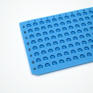 Blauwe PTFE-afdichtingsmat voor microplaat met 96 ronde putjes