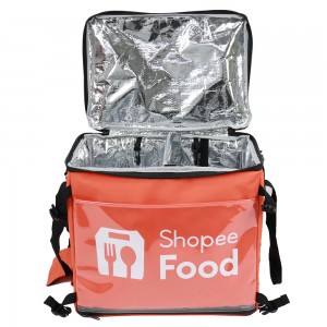 Räätälöity kokoontaittuva vedenpitävä vetoketjullinen ruokalaukku, jossa kantohihnat ACD-H-036