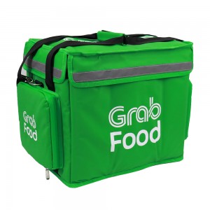 Személyre szabott emblémával újrafelhasználható élelmiszerszállító táska, pohártartó, kihúzható zsebes hőszigetelt hűtőtáska ACD-H-035