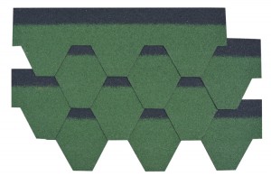 Hexagonal Green Asphalt Shingle