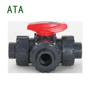 china valve factory hot sale 235PSI upvc with handle 3 way union ball valve plain spigot end 1/2″ to 2″