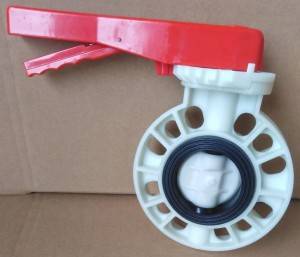 manufacturer 3inch DN80 beige body red handle wafer flange pp butterfly valve