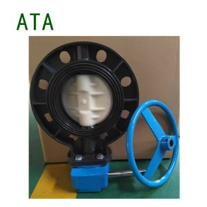 since 2009 ATA valve company plastic UPVC butterfly valve PP disc EPDM seat SS304 stem 2inch to 16inch Manual gear operated