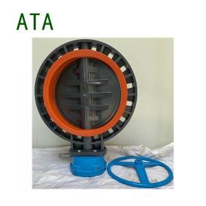 ATA brand wholesale price big size dn400 16″ FPM seat anti-corrosion u-pvc flange wafer gearbox butterfly valve flange universal