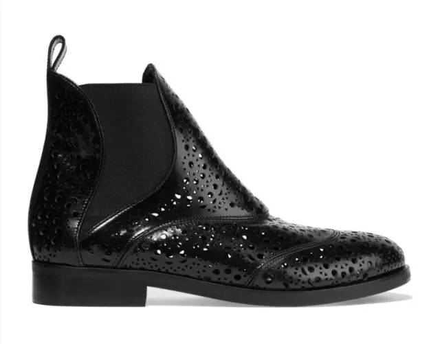 ALAÏA Laser-cut Glossed-leather Chelsea Boots