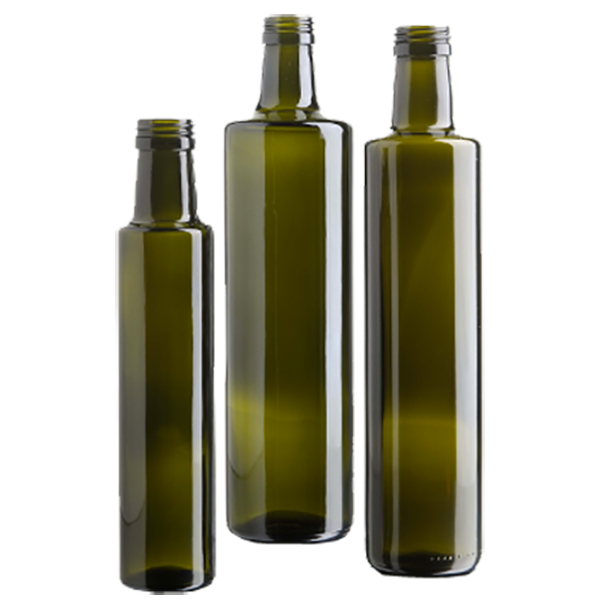 250ml 500ml 750ml 1L Dark Green  Round Olive Oil Glass Bottle With Lids