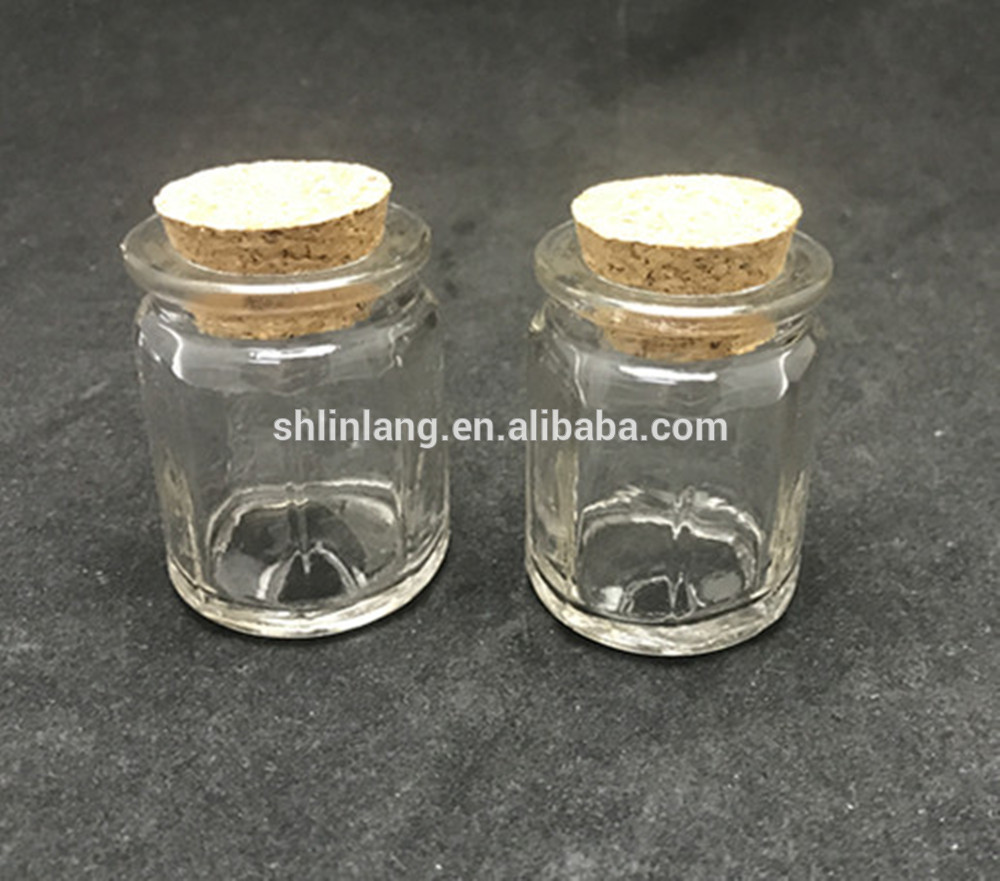 Linlang hot welcomed glass products,glass jar with cork lid,30ml small glass jar