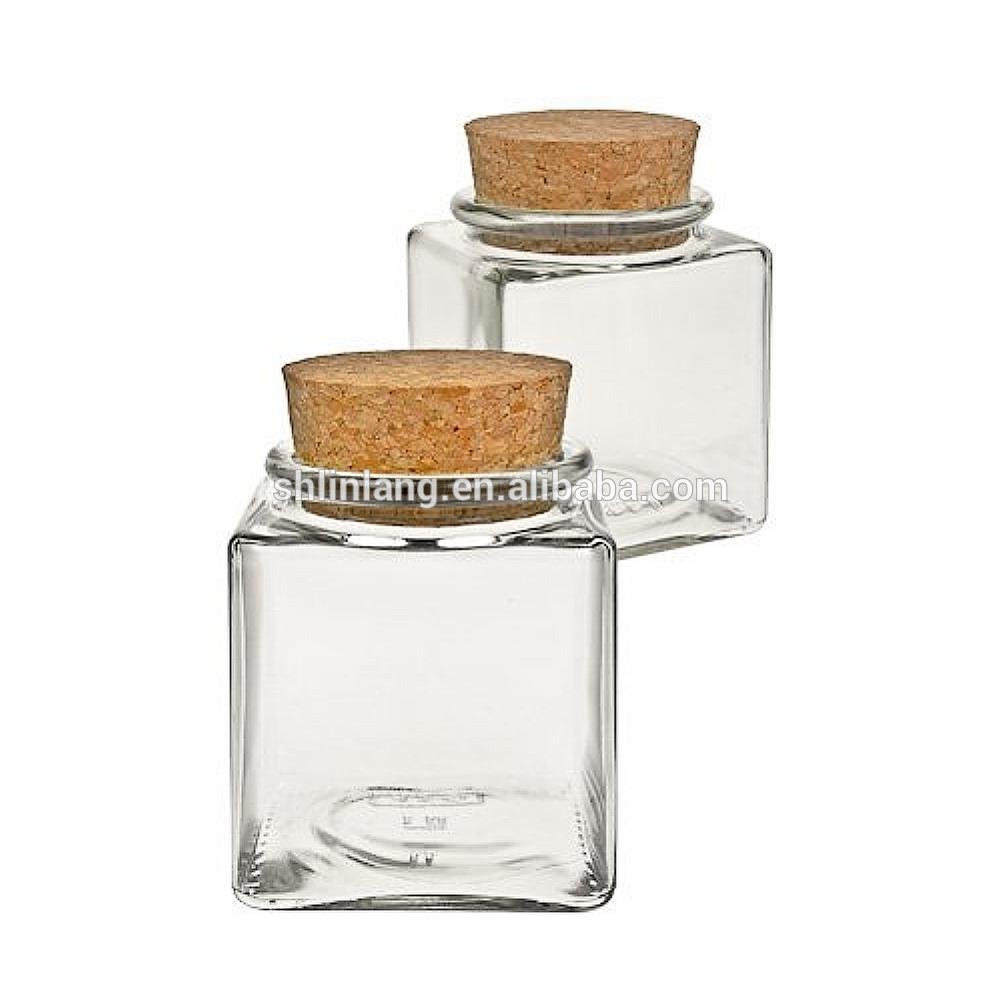 Linlang shanghai factory direct sale glassware products 100ml cork lid glass spice jar