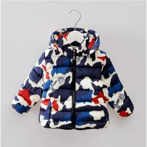 Fashion and warm winter baby down jacket children hoodie manufacturer military coats