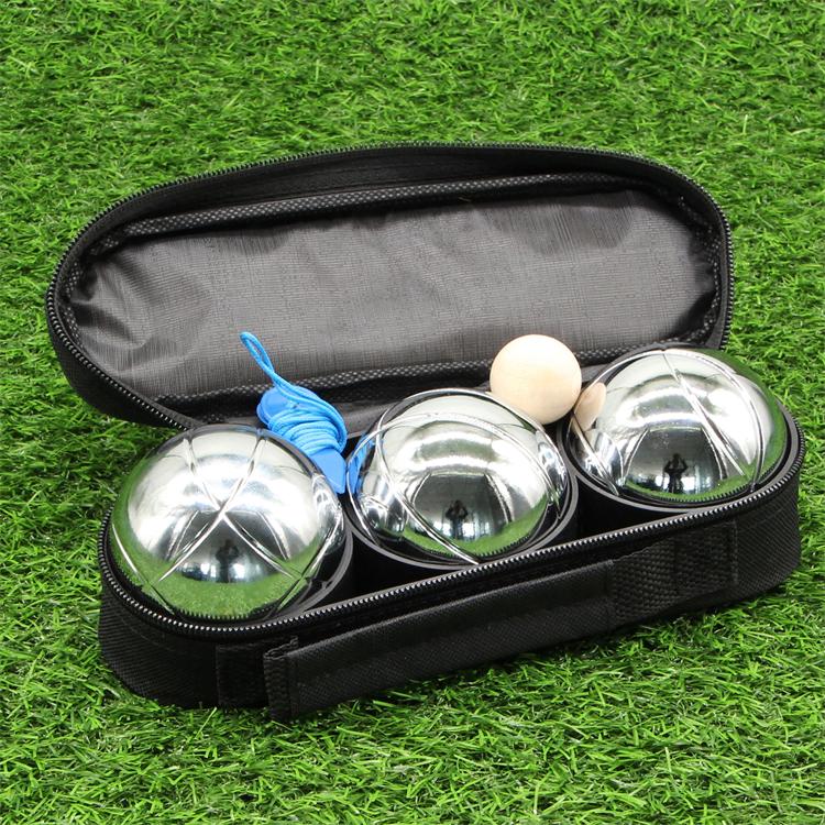 USED 2 stripe patterns 6 ball 73mm Metal Boules set with 6 silver balls 