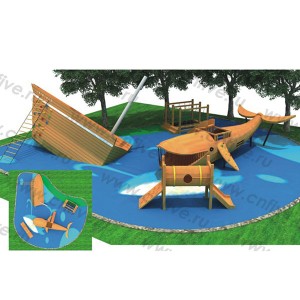 Quality Inspection for Kids Climber And Slide - Wooden outdoor playground in courtyardDFC305-3 – Five Stars