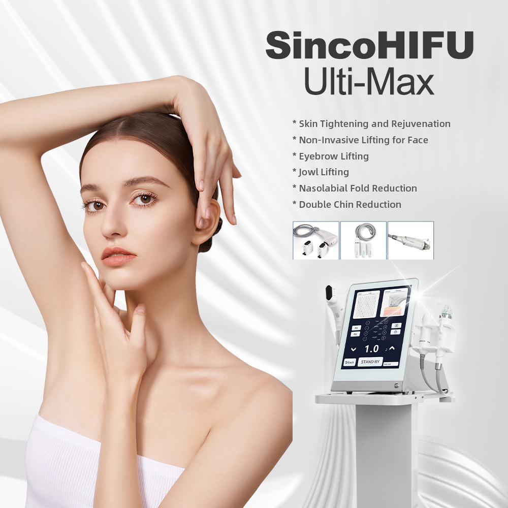 Máquina Sinco hifu Ulti-Max para lifting facial, eliminación de arrugas y adelgazamiento