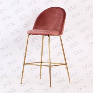 Velvet bar stool, Golden frame bar stool, Fancy/Elegant velvet bar stool, Padding seat with golden frame bar stool.