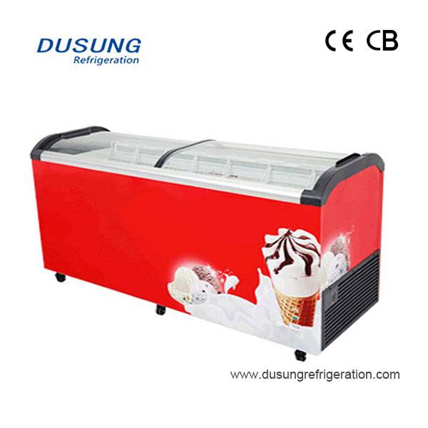 professional factory for Single Door Fridge -
 Dual Curved glass Lid Ice Cream Display Freezer Sliding Glass Lid Chest Freezer – DUSUNG REFRIGERATION