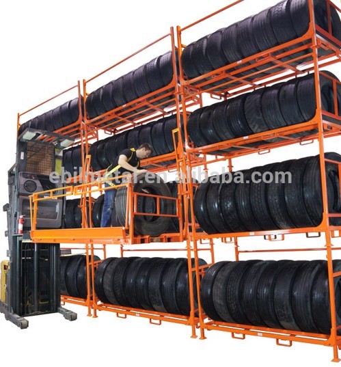 Truck Tyre Stacker Racks removable posts Foldable tire racks