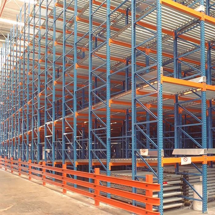 Gravity Flow Racking for Large Load Capacity Storage