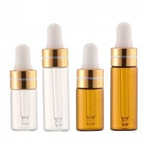 3ml 5ml dropper glass bottle in clear and amber color,  diameter 16mm glass vials