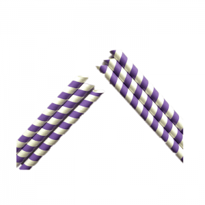 Purple Color Sharp Eco-friendly Paper Straws For Party Drinking
