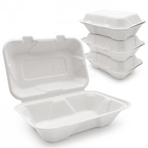100% Biodegradable Paper Food Container Wholesale Supply Non PFAS Tableware Clamshell