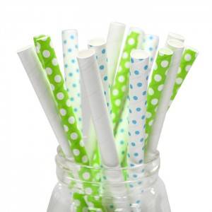 White Verged Drinking  Paper Straws Custom