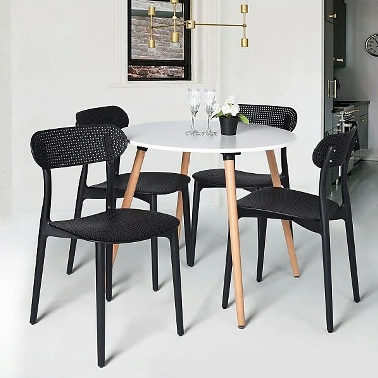 high quality simple plastic dining chair from China backrest with holes – 1737 black