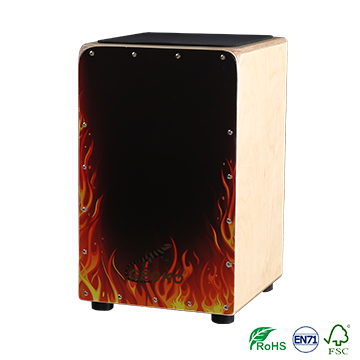 China Cheap price Wooden Guitar -
 Handmade fire Decals Pattern Cajon Percussion Box Hand drum shell – GECKO