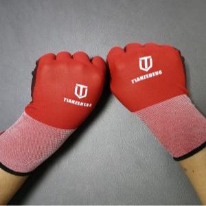 18g printed nylon shell PU palm coated gloves