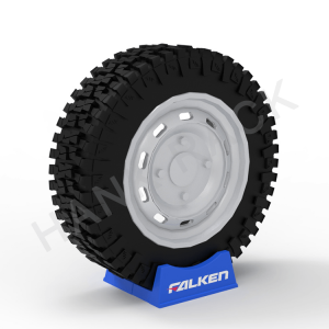 Point of Sale Advertising Wheel Tire Holder Rack Plastic Adjustable FALKEN Tire Display Stand