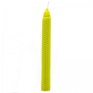 hand rolled beeswax pillar taper candle