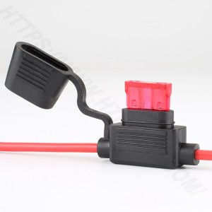 Automotive inline fuse holder,Medium,PVC,BLACK&RED,H3-81 | HINEW