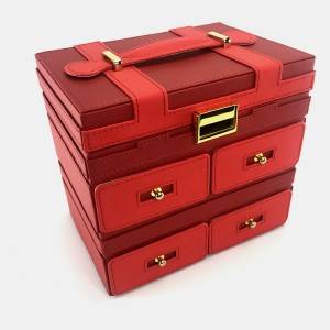 Luxury Red PU Leather Jewelry storage case wholesale