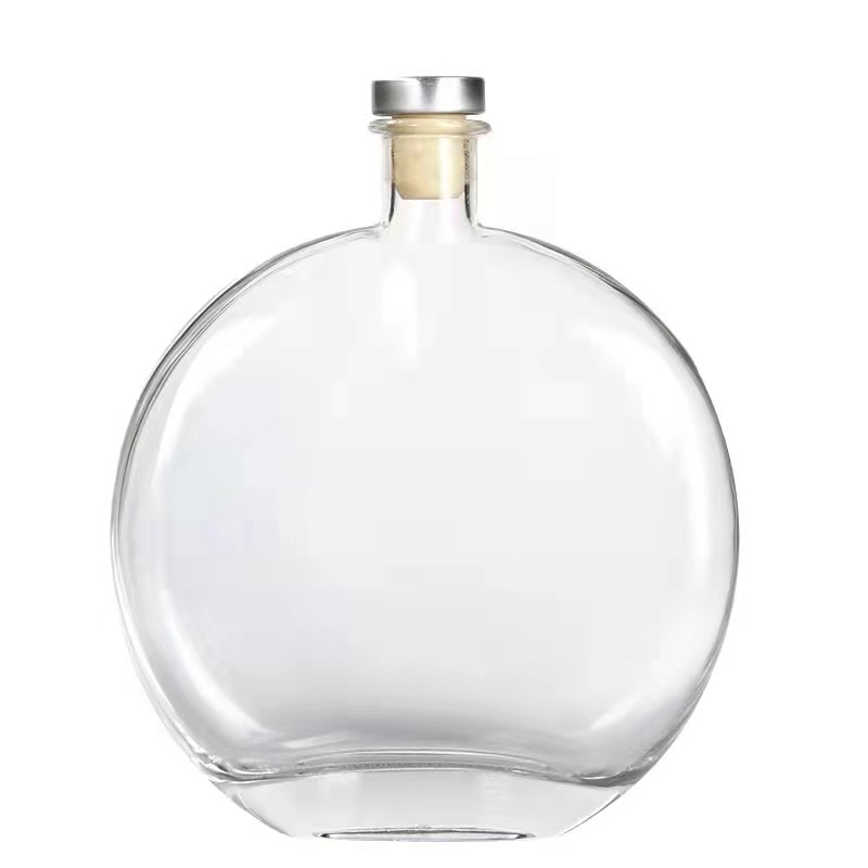 250ML 500ML Round Flat Glass Wine Bottle for Vodka