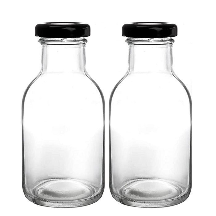 Water Bottle 12oz / 350ml Wide Mouth Clear Glass Bottles with