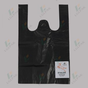 High definition Black Paper Bags - HDPE Black T-Shirt Bag – LGLPAK