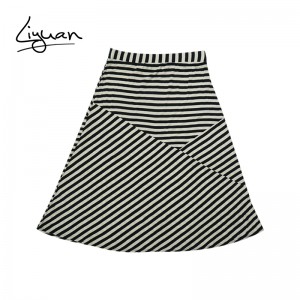 Plus Size Bottoms Striped midi pleated skirt