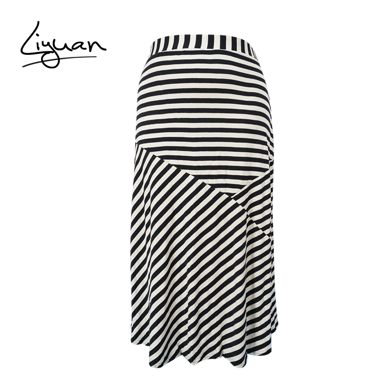 Plus Size Bottoms Striped midi pleated skirt Featured Image