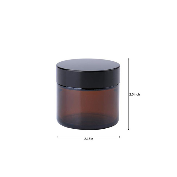 Bottom price Voss Glass Water Bottle - 2oz 4oz Amber Glass Jar Straight Sided Jar With Black Screw Lid – LIVLONG