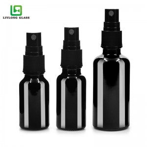 black tincture essential oil bottle with sprayer dropper