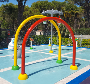 Water splash pad, spray park equipment, outdoor water playground