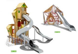 Mutong outdoor playground stainless steel tube slides playhouse