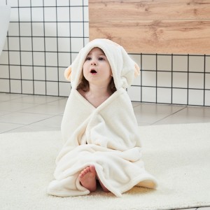 Factory Wholesale Microfiber Coral Fleece Baby Kids Hooded Embroidery Bath Towel