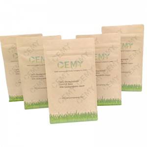 OEMY Custom 8 side sealed square bottom compostable coffee bags with biodegradable air valve and zipper