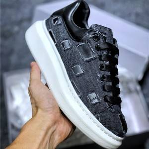 First Comfortable Genuine Leather Sneakers Shoes With Denim Upper