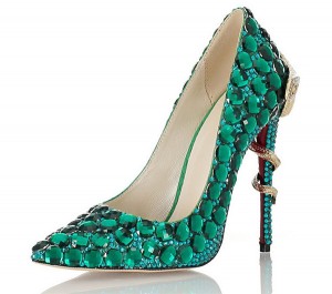 Women Exquisite Green Rhinestone Stiletto Shoes
