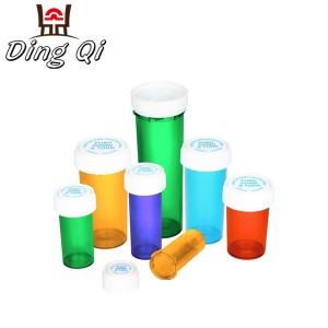 Wholesale colorful plastic child proof push down and turn reversible cap bottles