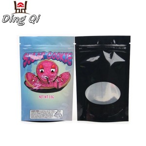 Customized plastic foil bag 3.5g candy ziplock packaging bags with window