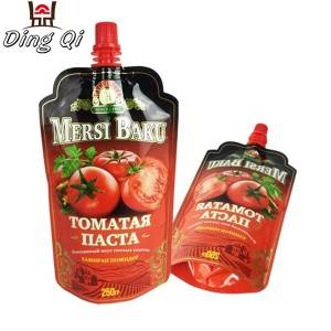 Custom plastic foil ketchup packaging bag  with spout