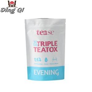 White aluminum foil tea stand up pouches with matte surface